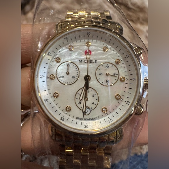 Michele Accessories - $2999 NEW MICHELE CSX-36 Gold-Tone Diamond Chronograph Watch | Swiss Quartz